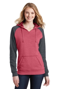 DT296 - District Juniors Lightweight Fleece Raglan Hoodie.  DT296