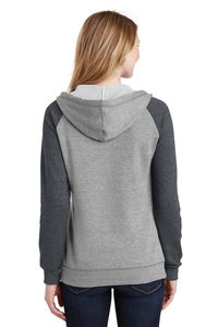DT296 - District Juniors Lightweight Fleece Raglan Hoodie.  DT296