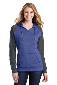 DT296 - District Juniors Lightweight Fleece Raglan Hoodie.  DT296