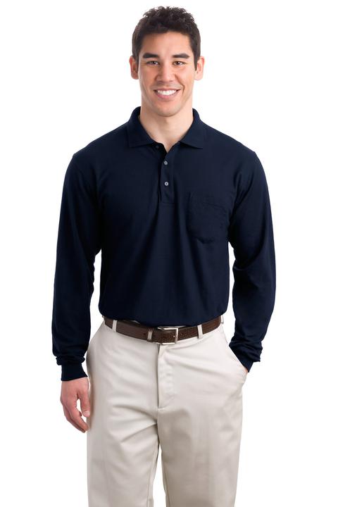 K500LSP - Port Authority Long Sleeve Silk Touch Polo with Pocket. K500LSP