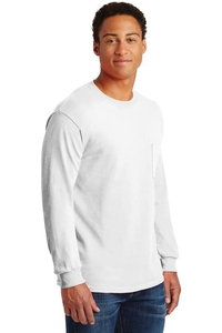 2410 - Gildan - Ultra Cotton 100% Cotton Long Sleeve T-Shirt with Pocket.  2410